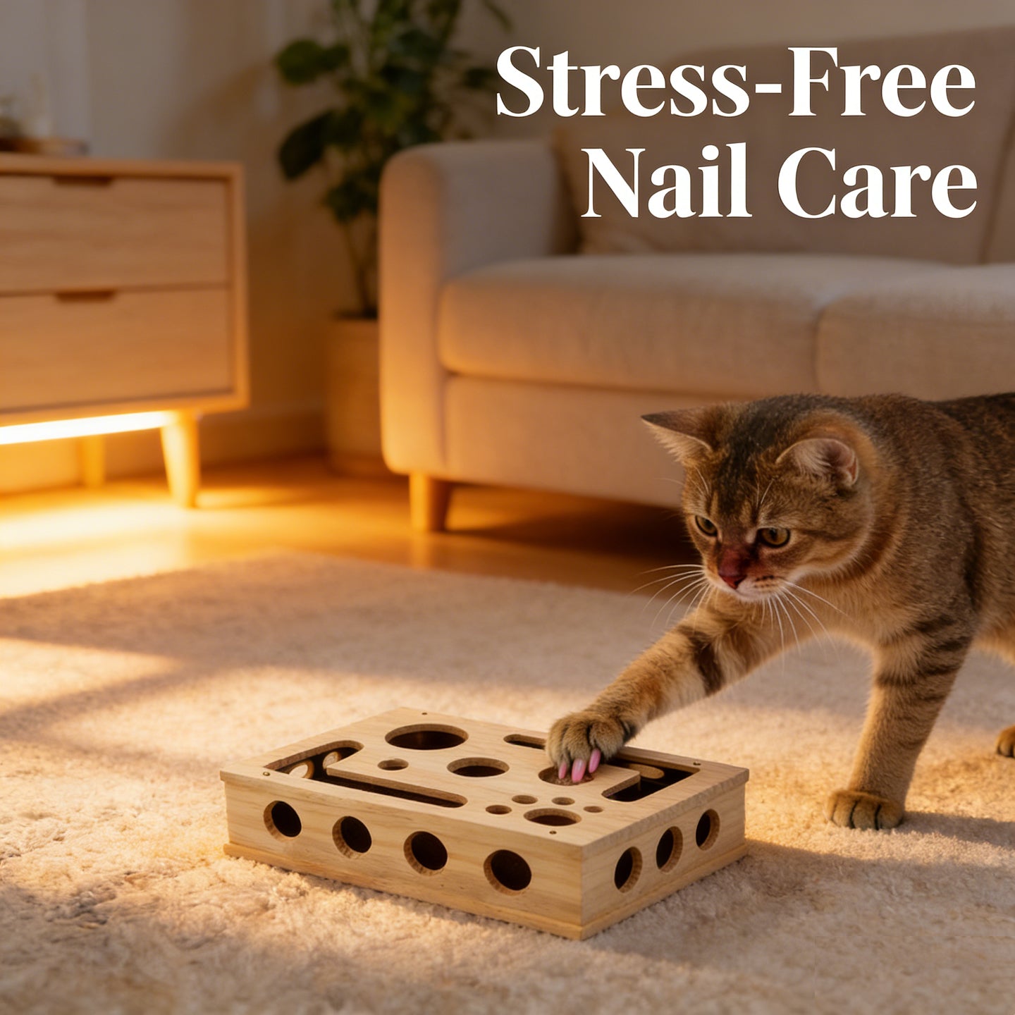 2026 - New Cat Nail File Scratch Experience Box - A Stress-Relieving Alternative Without Scissors or Grinding Wheels - Includes Sandpaper - Suitable for Indoor Cats - Toy - Puzzle Design