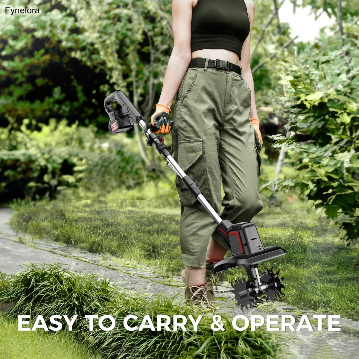 20V Cordless Tiller, 360 RPM, 9" Width, 6.6" Depth, 48 Tines, 2×4.0AH Batteries & Charger