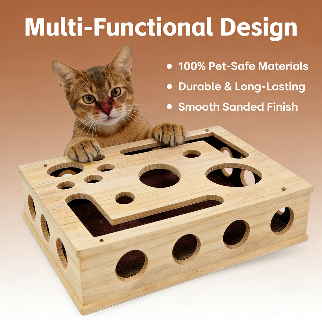 2026 - New Cat Nail File Scratch Experience Box - A Stress-Relieving Alternative Without Scissors or Grinding Wheels - Includes Sandpaper - Suitable for Indoor Cats - Toy - Puzzle Design