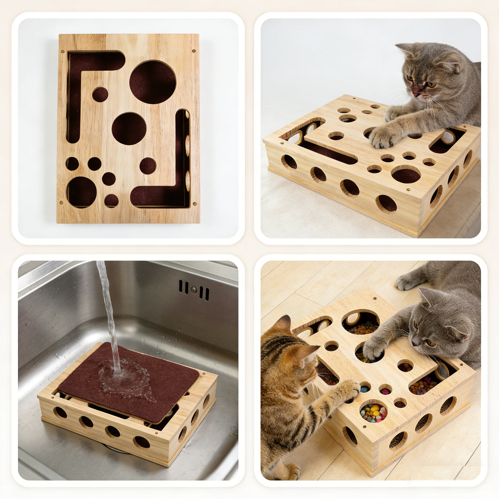 2026 - New Cat Nail File Scratch Experience Box - A Stress-Relieving Alternative Without Scissors or Grinding Wheels - Includes Sandpaper - Suitable for Indoor Cats - Toy - Puzzle Design