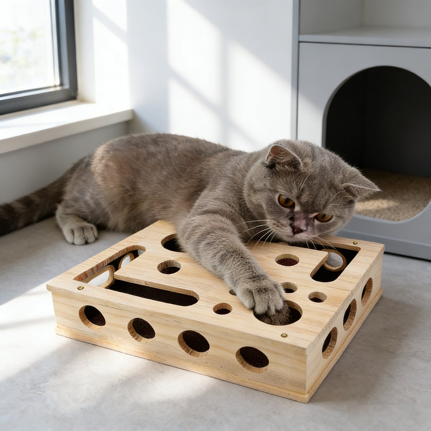 2026 - New Cat Nail File Scratch Experience Box - A Stress-Relieving Alternative Without Scissors or Grinding Wheels - Includes Sandpaper - Suitable for Indoor Cats - Toy - Puzzle Design