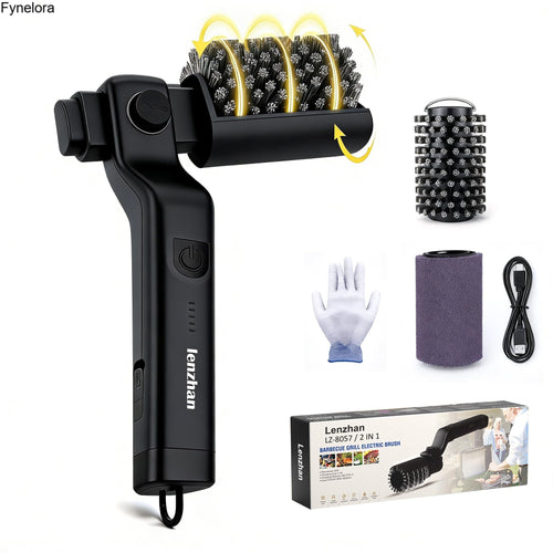 Cordless Electric Grill Brush, 3-Speed Motor, Adjustable Angle, Rechargeable, Waterproof