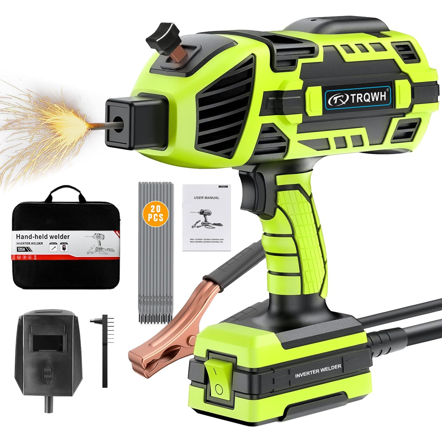 110V Handheld Welder Gun, IGBT Inverter, 5 Adjustable Currents, for 1/16"-1/8" Rods