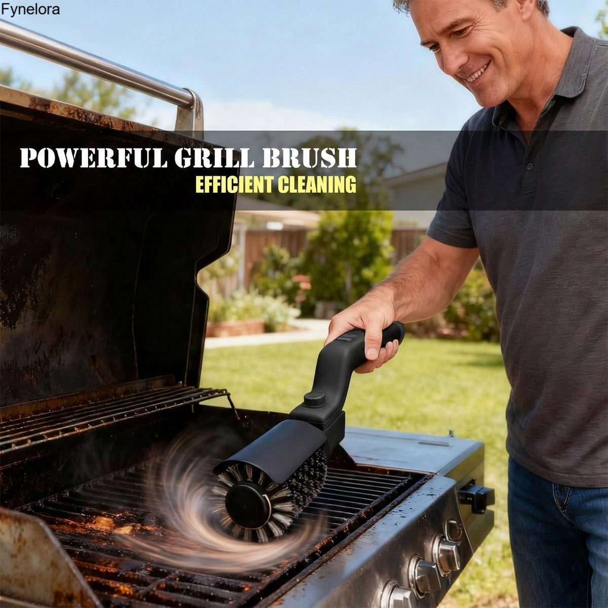 Cordless Electric Grill Brush, 3-Speed Motor, Adjustable Angle, Rechargeable, Waterproof