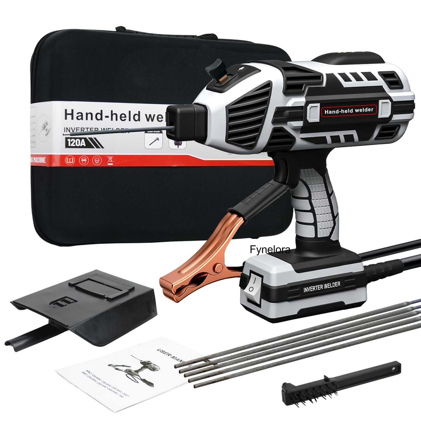 110V Handheld Welder Gun, IGBT Inverter, 5 Adjustable Currents, for 1/16"-1/8" Rods