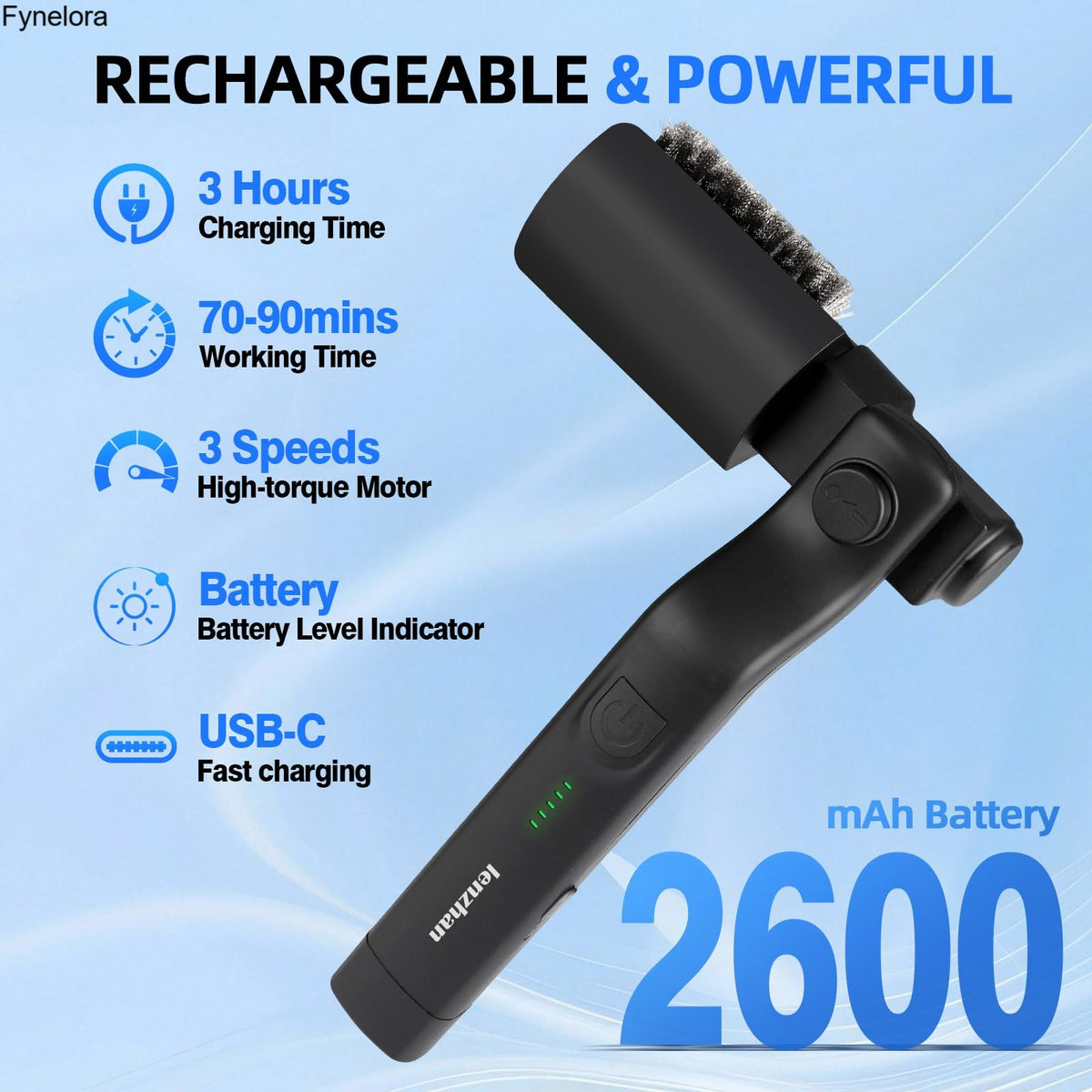 Cordless Electric Grill Brush, 3-Speed Motor, Adjustable Angle, Rechargeable, Waterproof